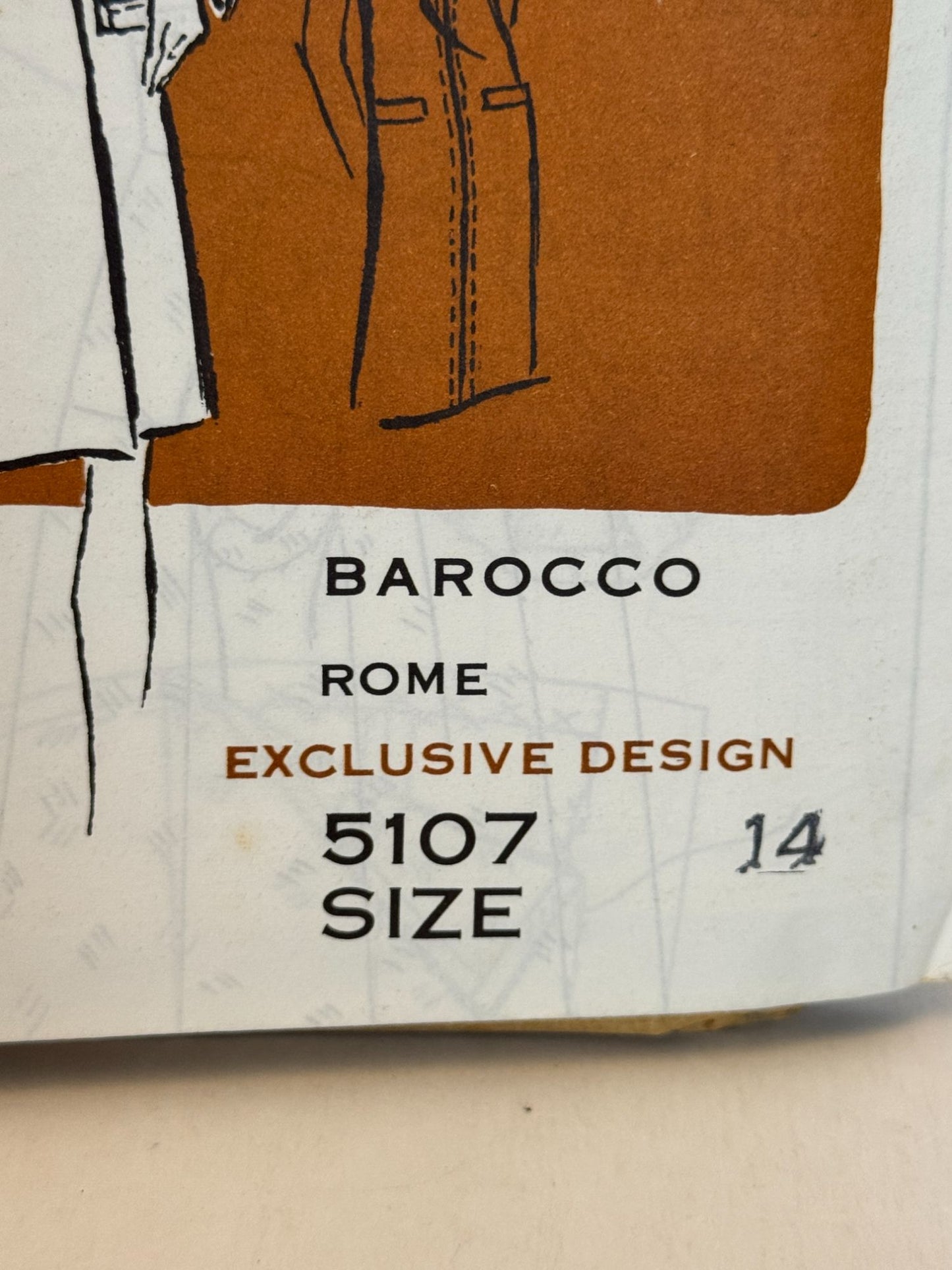 Singer Sewing Pattern 5107 Dress Coat World Designer Barocco Rome 1960s 14 Uncut