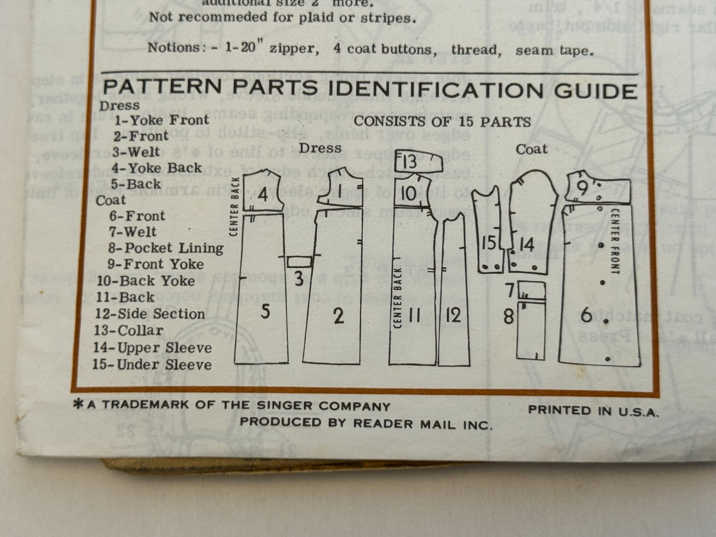 Singer Sewing Pattern 5107 Dress Coat World Designer Barocco Rome 1960s 14 Uncut