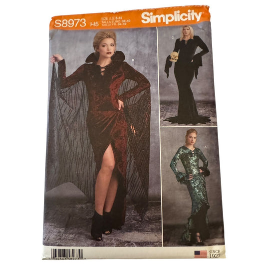 Simplicity Sewing Pattern S8973 Gothic Halloween Costume Vampire Sizes 6-14 UC