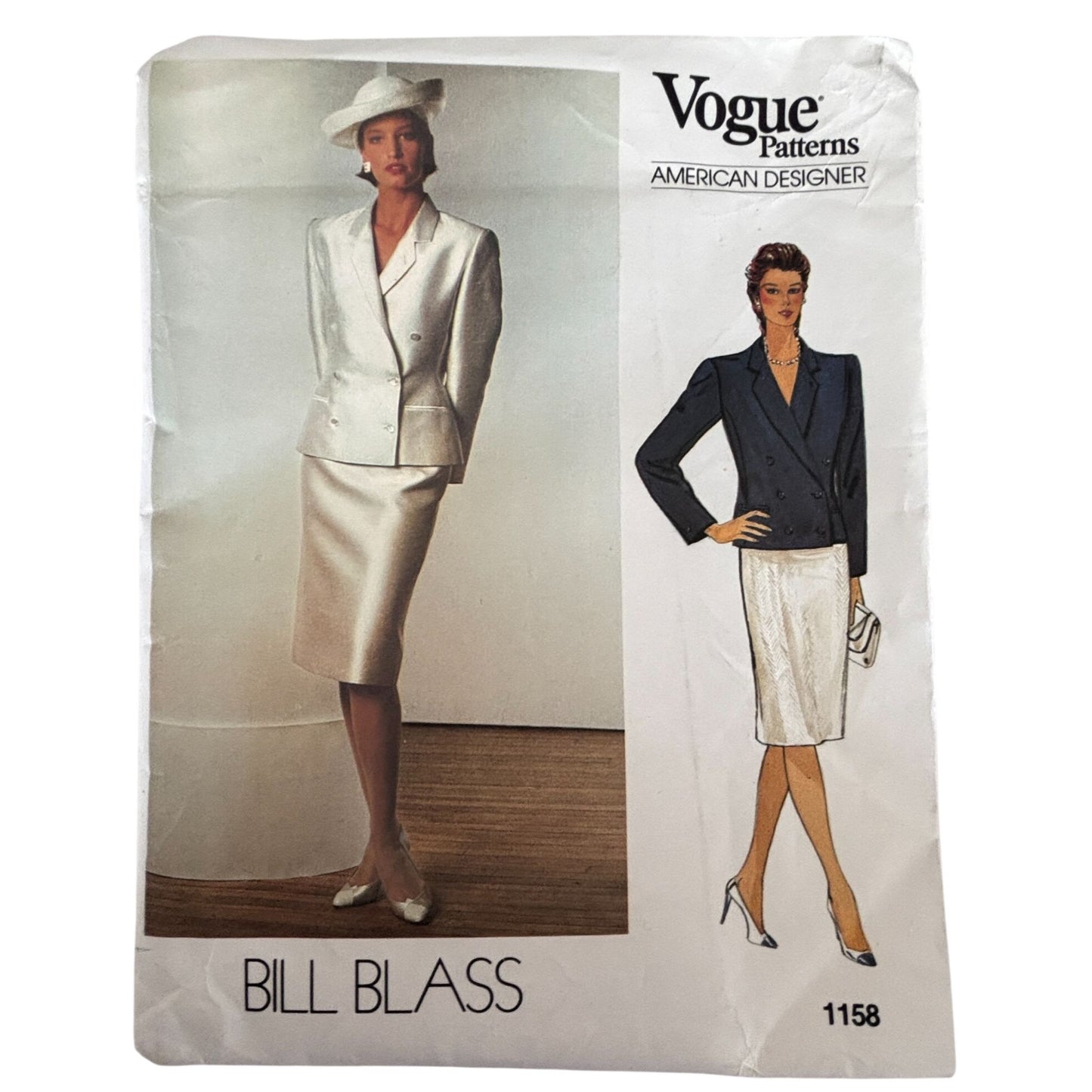 Vogue Sewing Pattern 1158 Bill Blass Suit Skirt Suit 80s American Designer 12 Uncut
