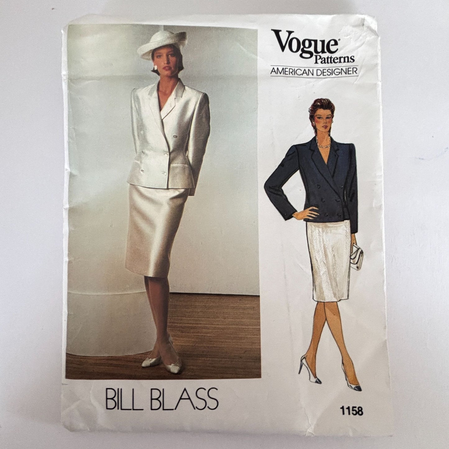Vogue Sewing Pattern 1158 Bill Blass Suit Skirt Suit 80s American Designer 12 Uncut