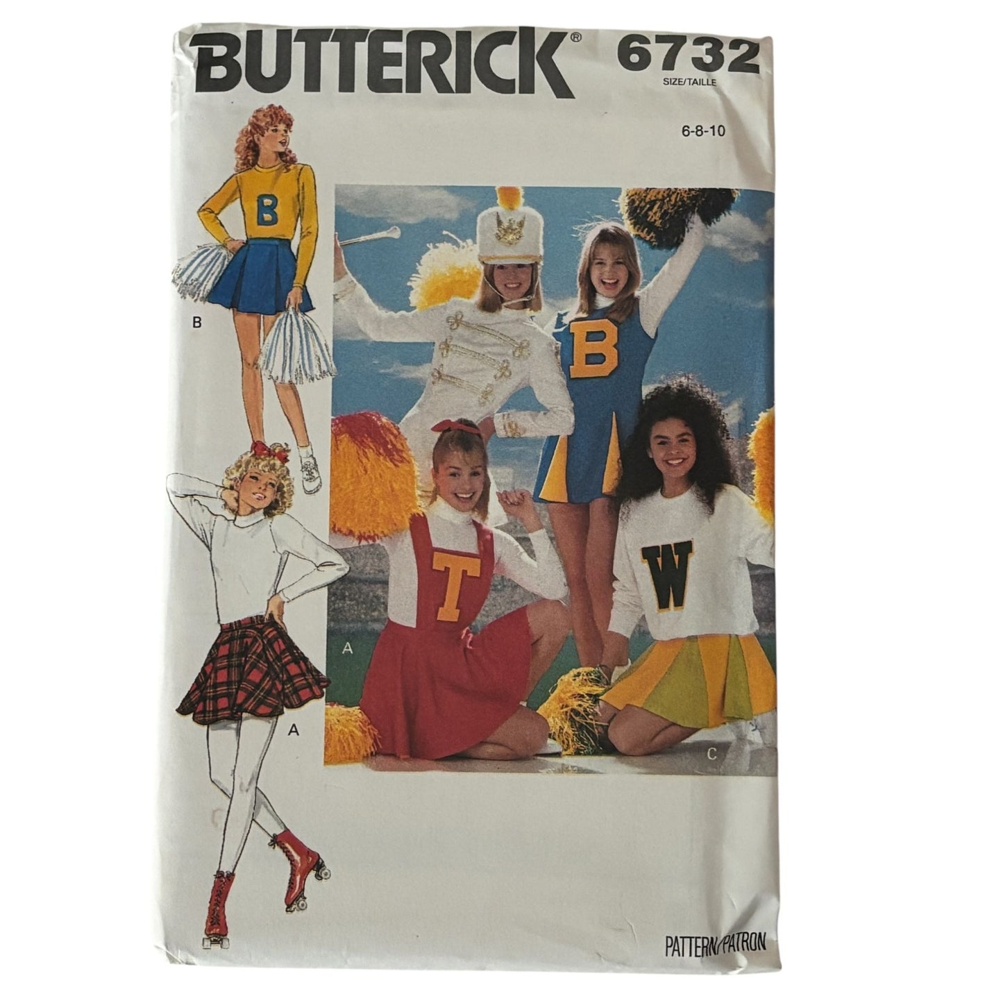 Butterick Sewing Pattern 6732 Cheerleader Uniform Dress Outfit Costume 6-10 Uncut Cheerleading Skirt Schoolcore