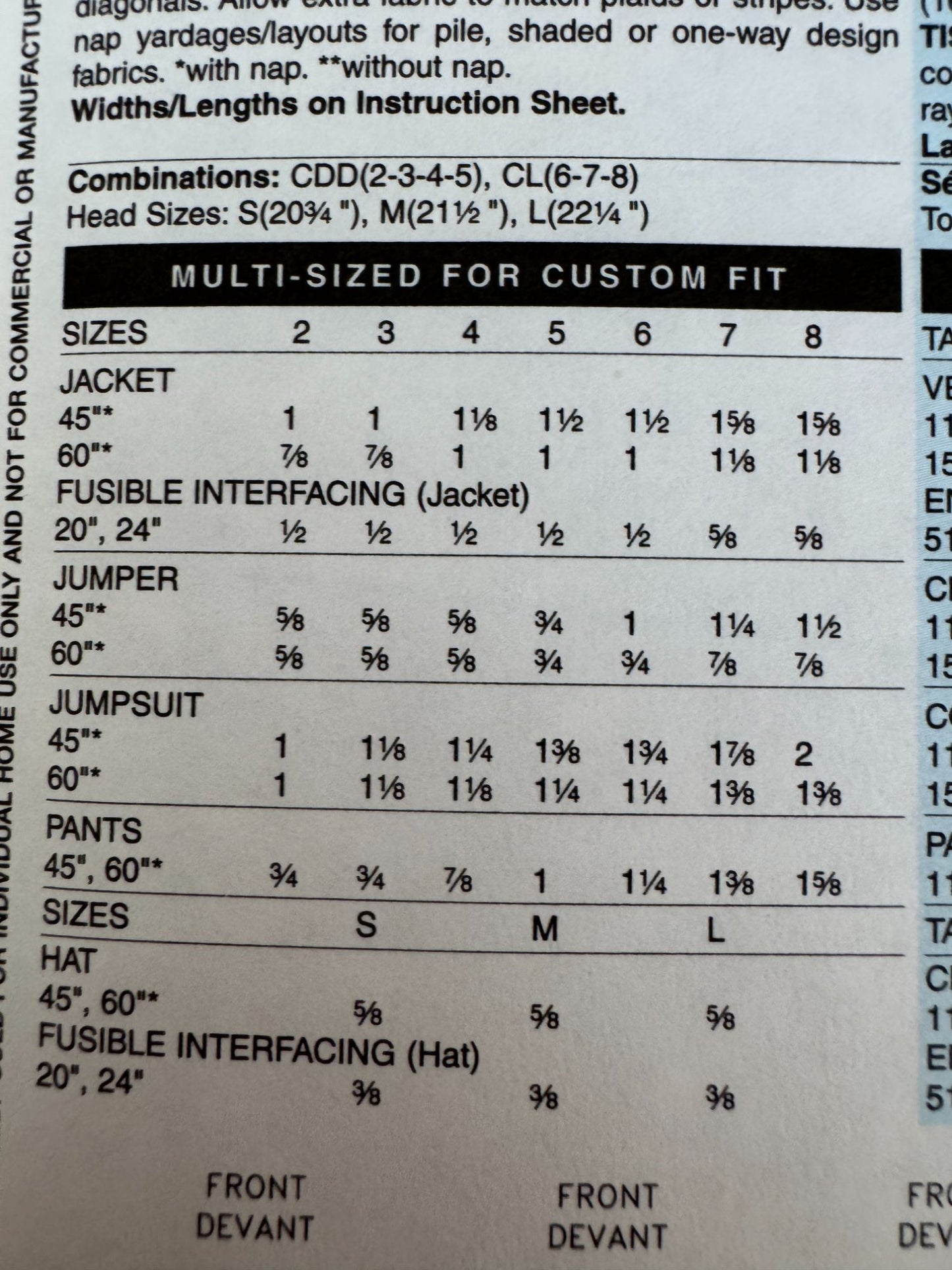 Butterick Sewing Pattern B4335 Girls Jacket Jumper Pants Winter Outfit 6 7 8 UC