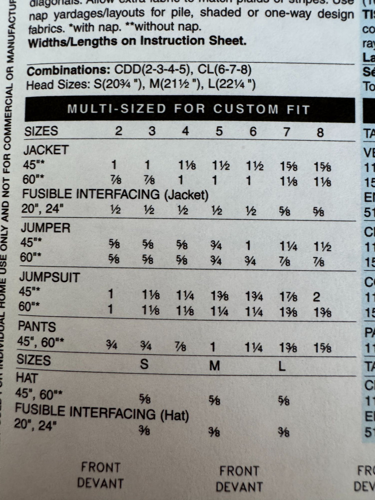 Butterick Sewing Pattern B4335 Girls Jacket Jumper Pants Winter Outfit 6 7 8 UC