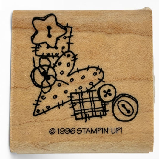 Stampin Up Rubber Stamp Corner Heart Button Fruit Country Flower Cardmaking Wood