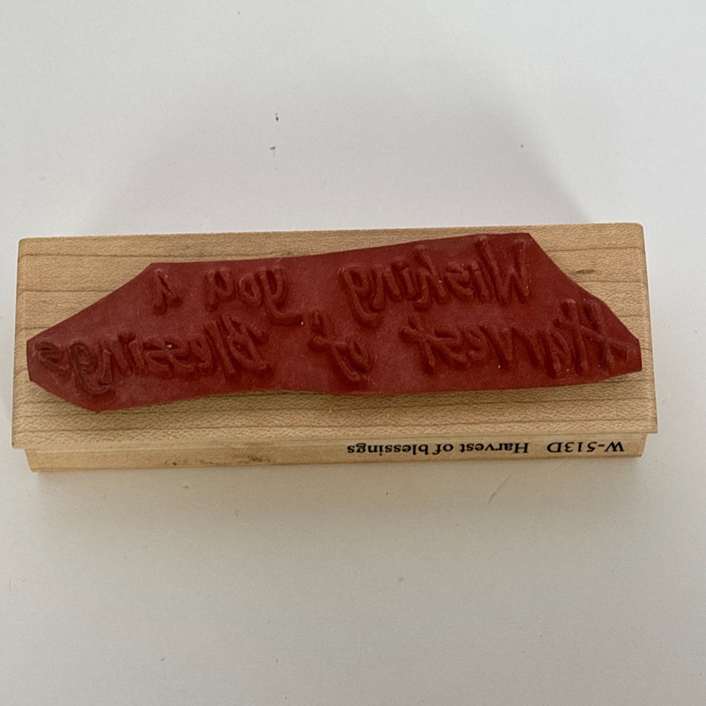 Angels Attic Harvest of Blessings Rubber Stamp Thanksgiving Fall Sentiment Card Making
