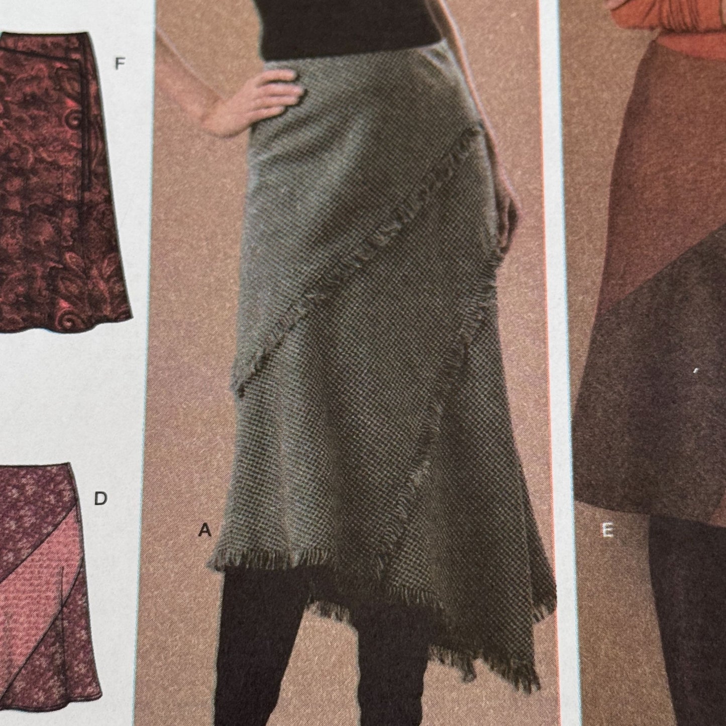 Simplicity Sewing Pattern 4966 Midi Skirt Asymmetrical Hem Y2K Casual 6-12 Uncut Wool Denim