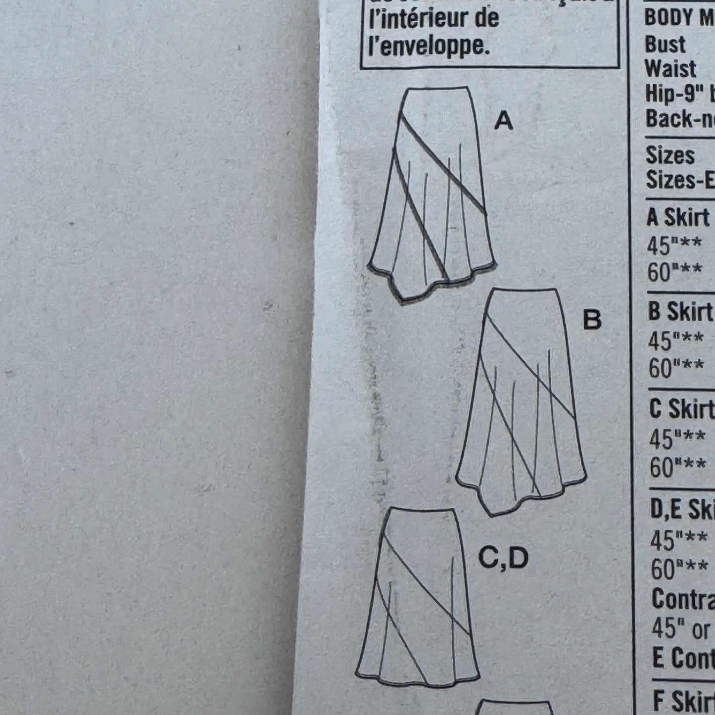 Simplicity Sewing Pattern 4966 Midi Skirt Asymmetrical Hem Y2K Casual 6-12 Uncut Wool Denim