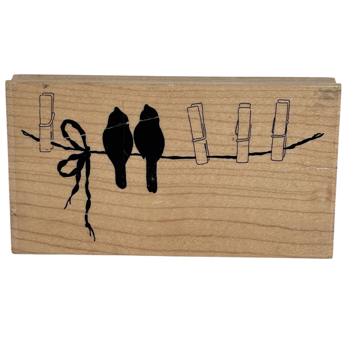 Impression Obsession Rubber Stamp Hang In There Love Birds Laundry Clothesline Clothespins Cardmaking