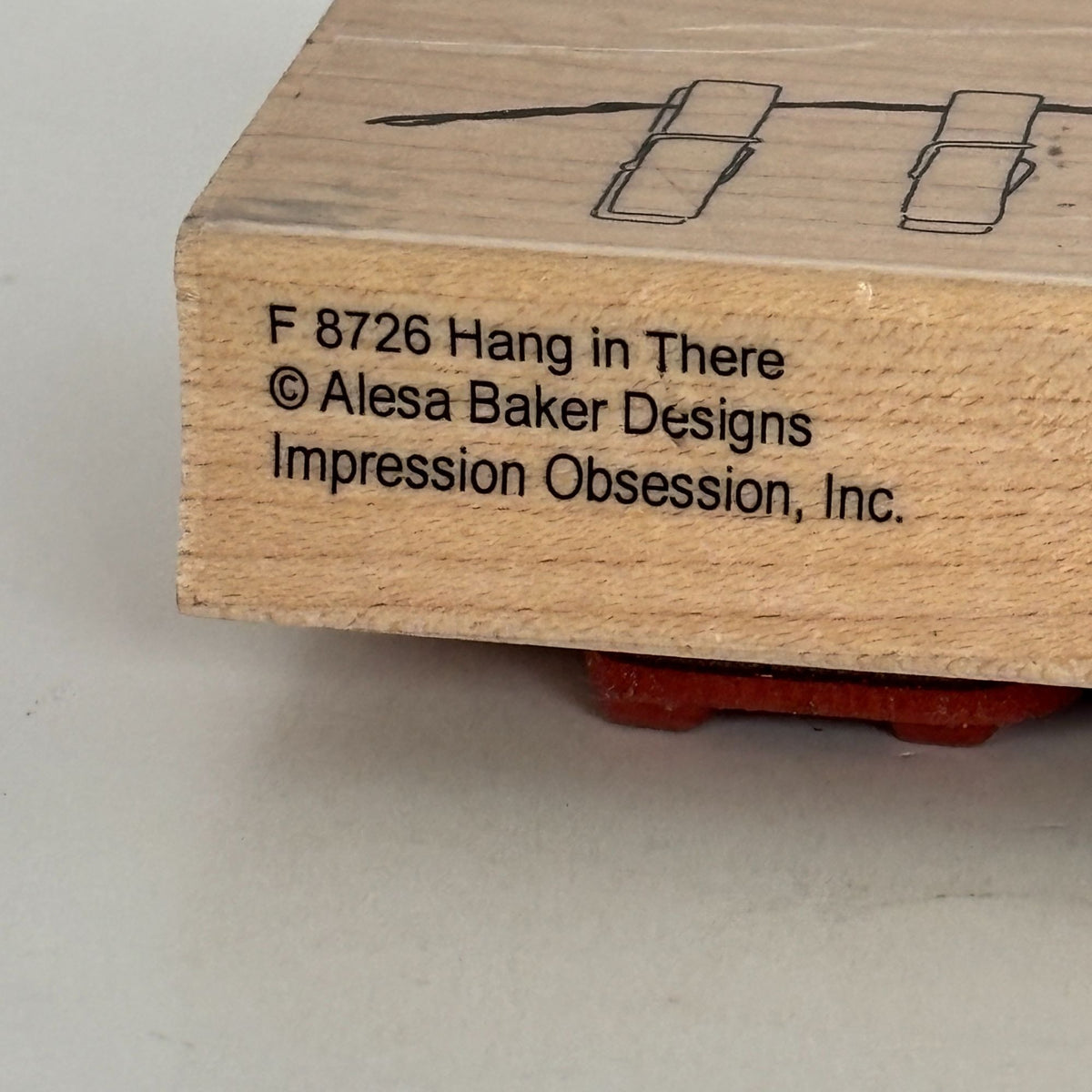 Impression Obsession Rubber Stamp Hang In There Love Birds Laundry Clothesline Clothespins Cardmaking