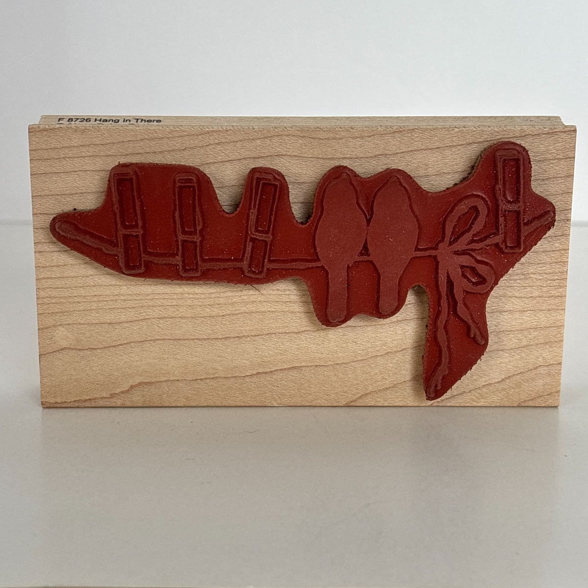 Impression Obsession Rubber Stamp Hang In There Love Birds Laundry Clothesline Clothespins Cardmaking