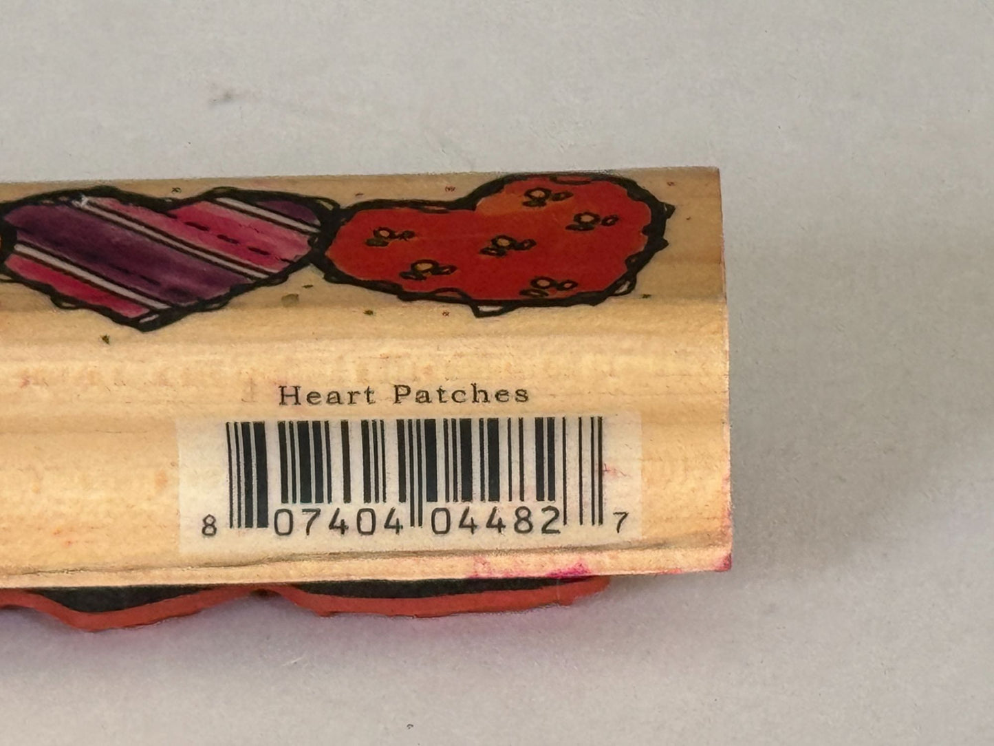 JoAnn Craft Rubber Stamp Heart Patches Card Making Border Edge Love Country Wood