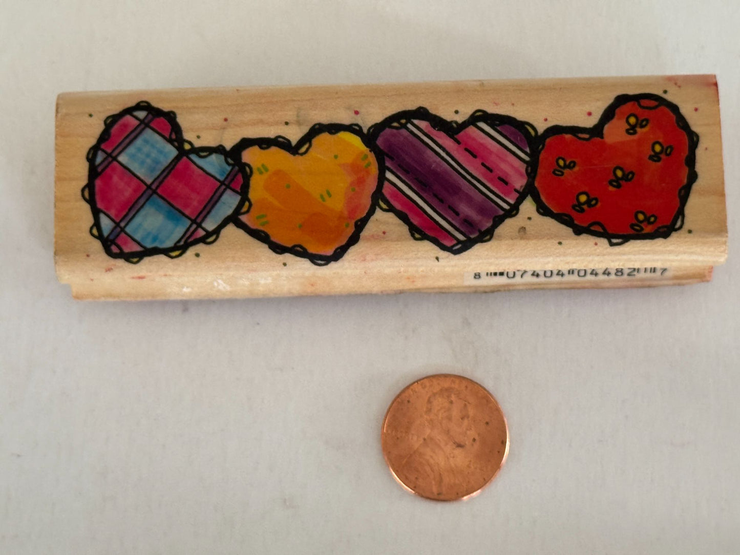 JoAnn Craft Rubber Stamp Heart Patches Card Making Border Edge Love Country Wood