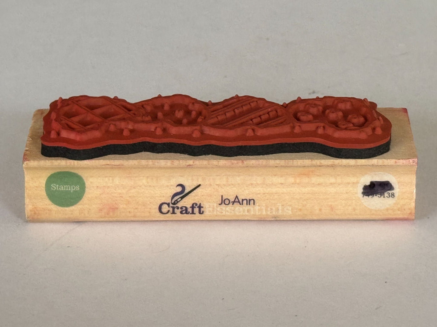 JoAnn Craft Rubber Stamp Heart Patches Card Making Border Edge Love Country Wood