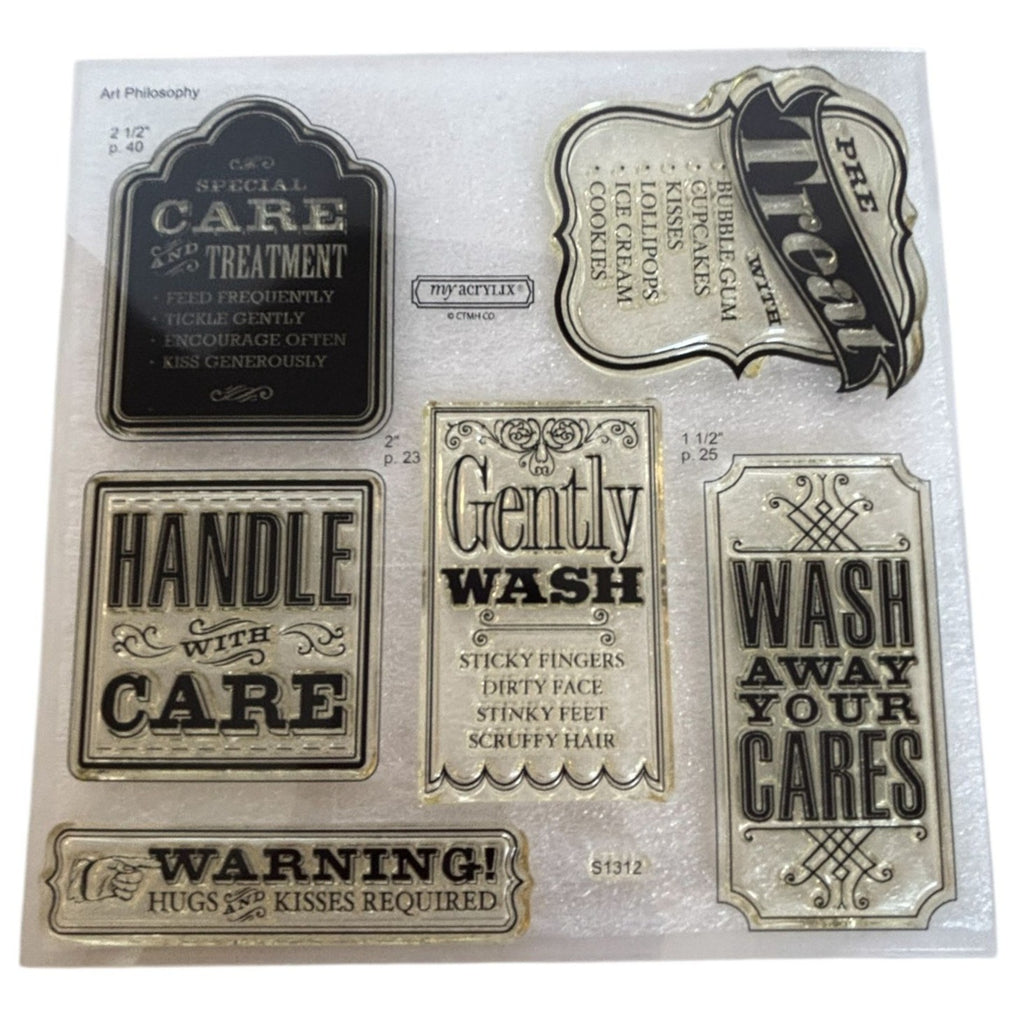 CTMH Acrylic Stamp Set Special Care Kid Memories Parenting Philosophy Art S1312