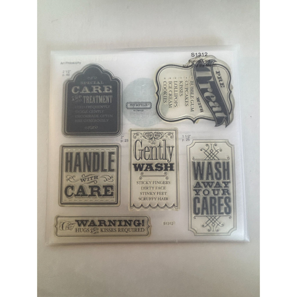 CTMH Acrylic Stamp Set Special Care Kid Memories Parenting Philosophy Art S1312