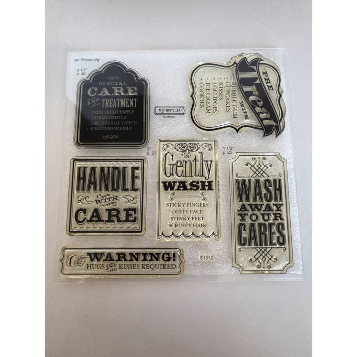 CTMH Acrylic Stamp Set Special Care Kid Memories Parenting Philosophy Art S1312