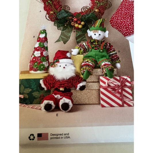 Simplicity Sewing Pattern R12194 Christmas Decorations Wreath Stocking Elf Doll
