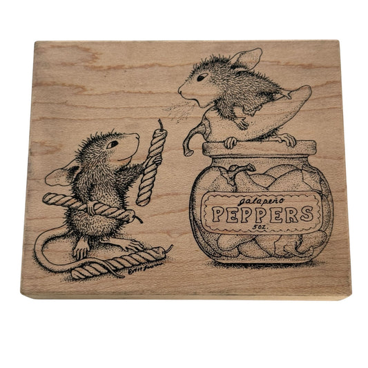 House Mouse Stampa Rosa Rubber Stamp Jalapeno Peppers Blow Birthday Candle Funny
