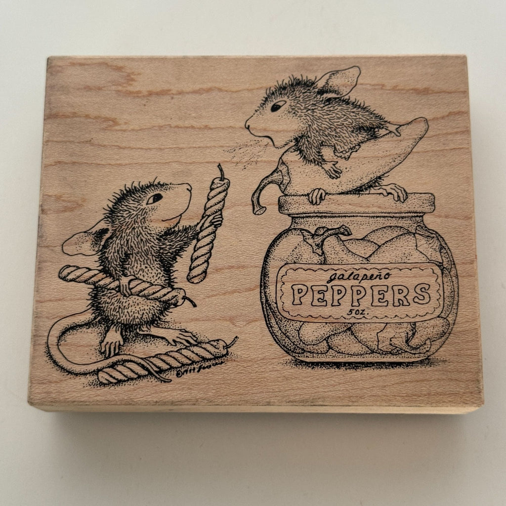 House Mouse Stampa Rosa Rubber Stamp Jalapeno Peppers Blow Birthday Candle Funny