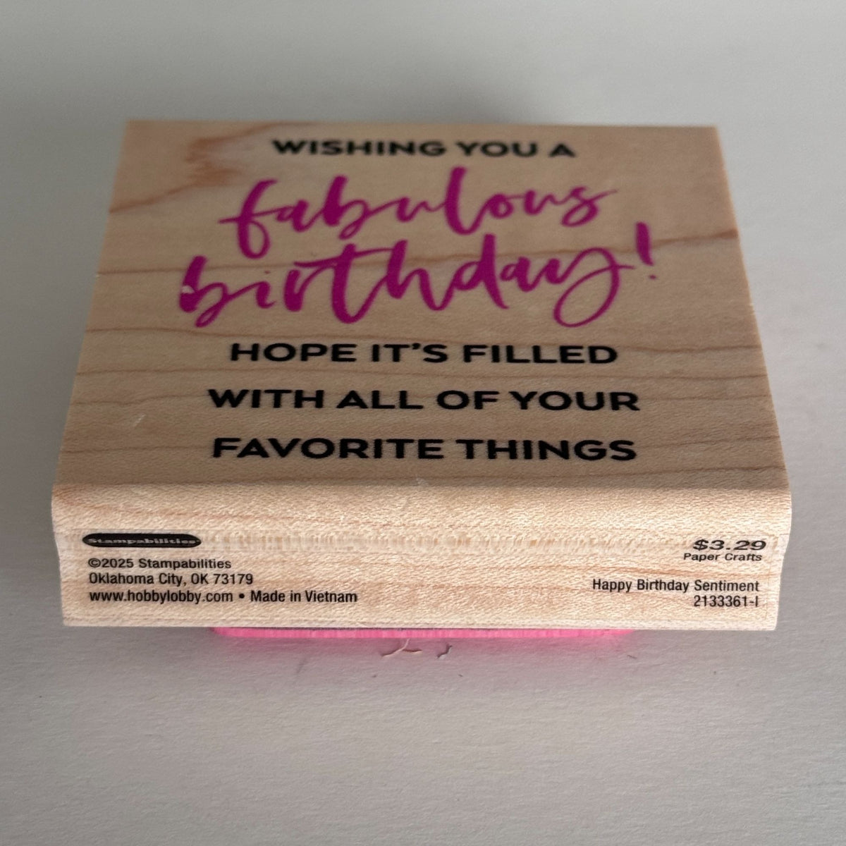 Stampabilities Rubber Stamp Fabulous Happy Birthday Sentiment Card Making Words Bold Script Wood Mounted