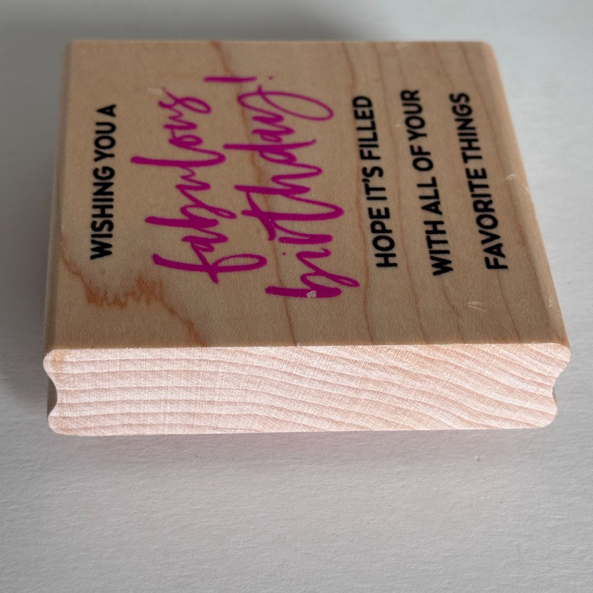 Stampabilities Rubber Stamp Fabulous Happy Birthday Sentiment Card Making Words Bold Script Wood Mounted