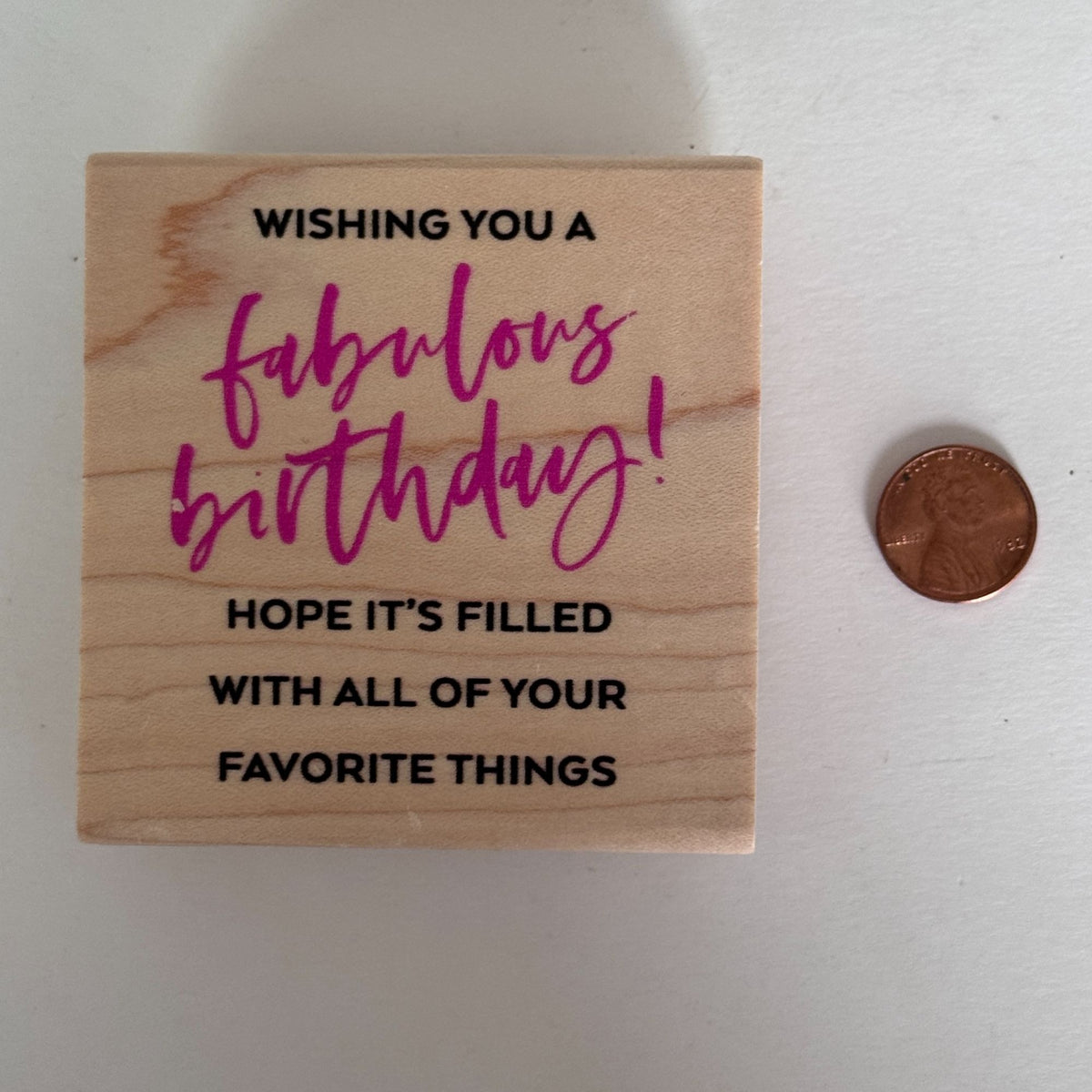Stampabilities Rubber Stamp Fabulous Happy Birthday Sentiment Card Making Words Bold Script Wood Mounted
