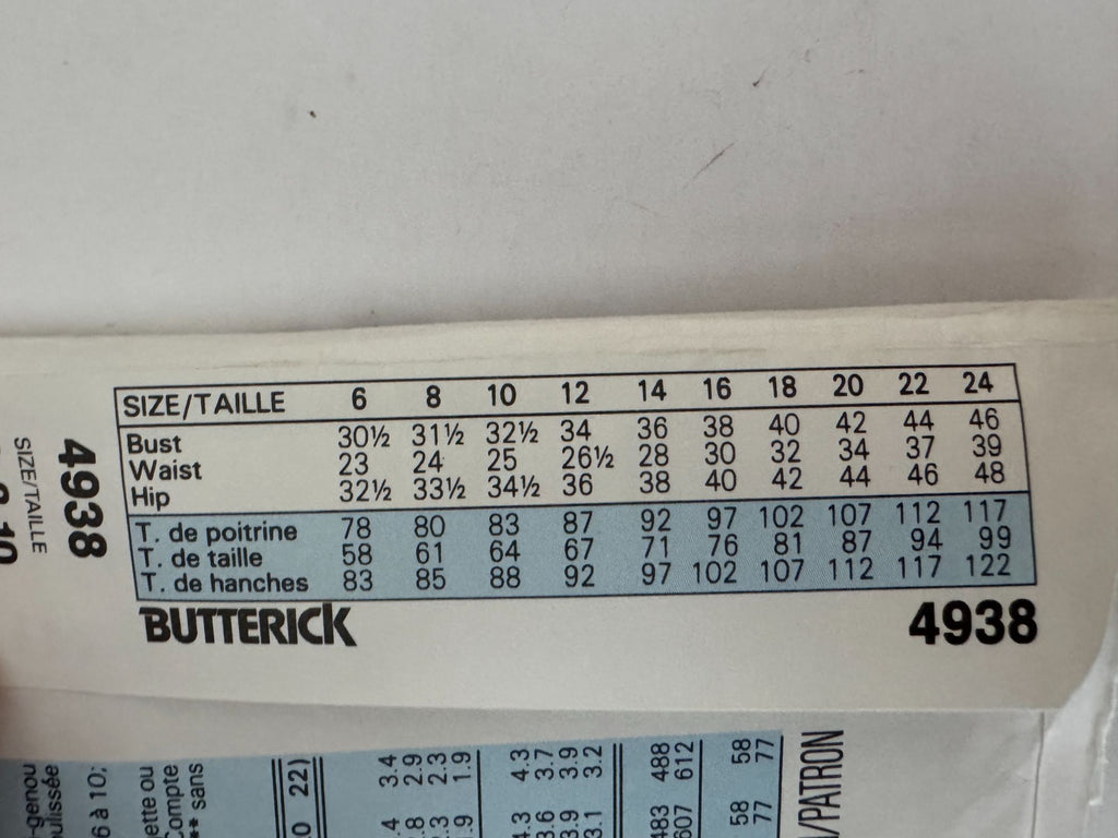 Butterick Sewing Pattern 4938 Easy Circular Skirt 1990s 6 8 10 UC