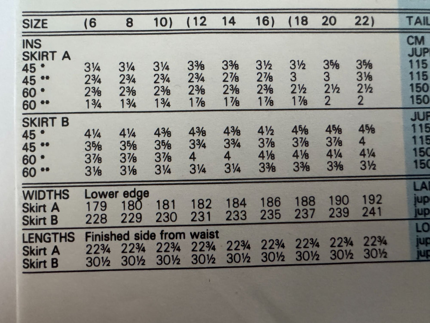 Butterick Sewing Pattern 4938 Easy Circular Skirt 1990s 6 8 10 UC