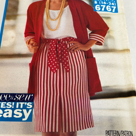 Butterick Sewing Pattern 6767 Suit Jacket Skirt Top Easy 90s Minimalist 16-24 UC