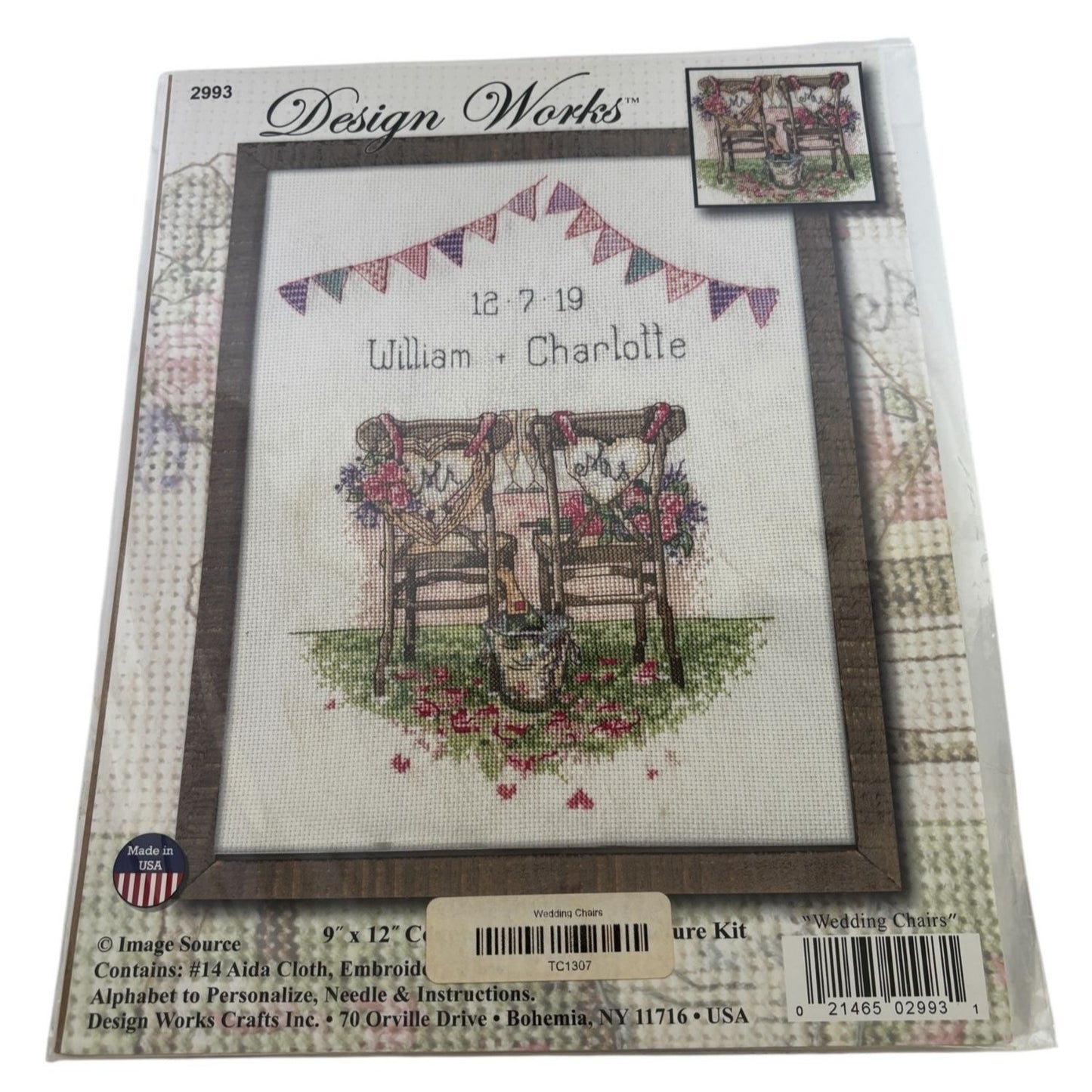 Design Works Counted Cross Stitch Picture Kit Wedding Chairs Marriage Gift Love