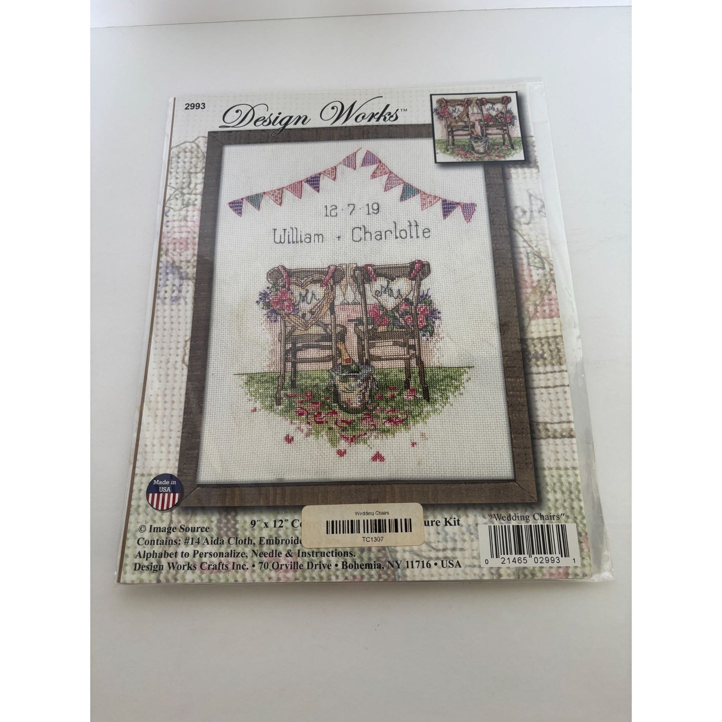 Design Works Counted Cross Stitch Picture Kit Wedding Chairs Marriage Gift Love