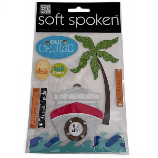 Soft Spoken Scrapbook Embellishments Our Cruise Ship Palm Tree Summer Vacation Dimensional Stickers
