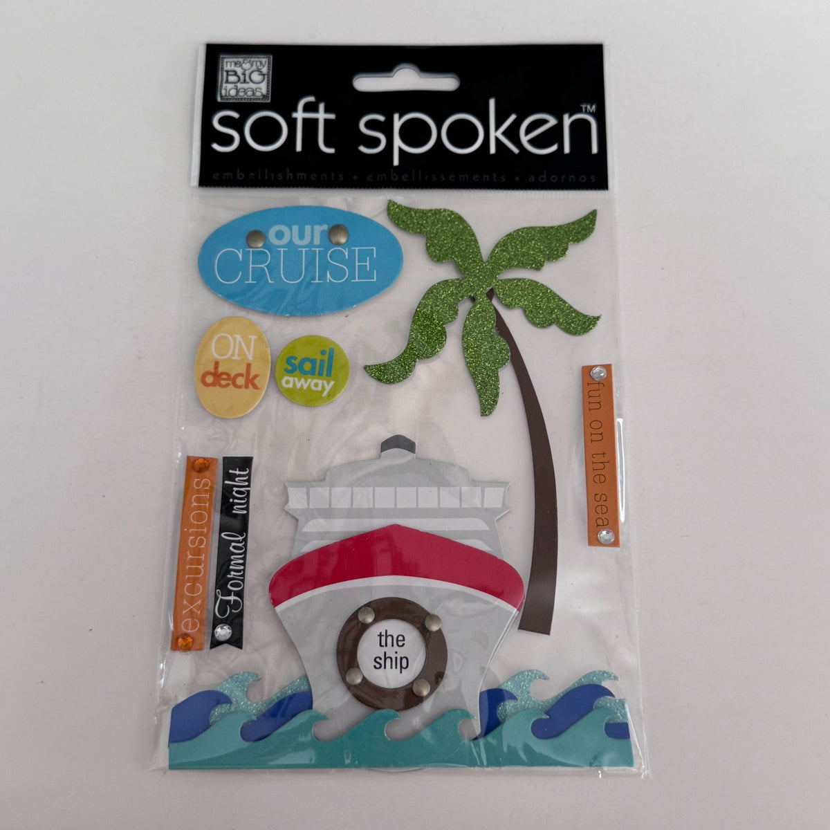 Soft Spoken Scrapbook Embellishments Our Cruise Ship Palm Tree Summer Vacation Dimensional Stickers