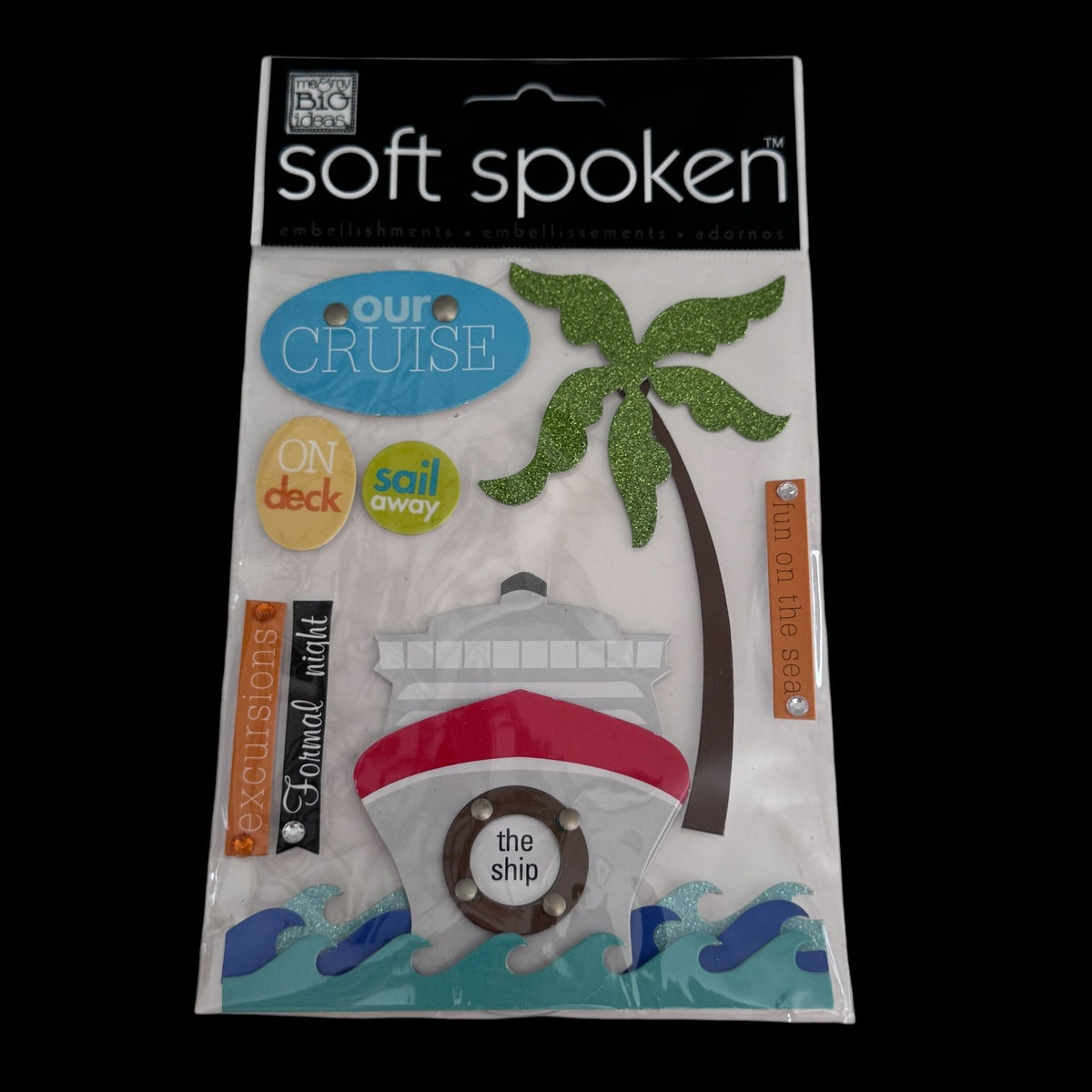 Soft Spoken Scrapbook Embellishments Our Cruise Ship Palm Tree Summer Vacation Dimensional Stickers