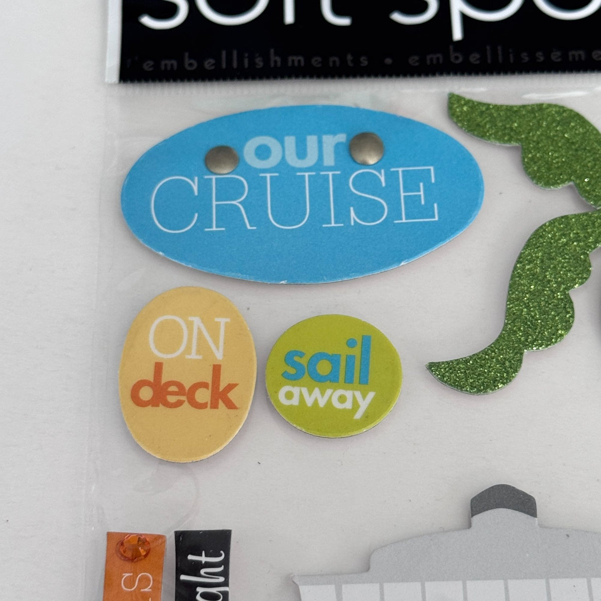 Soft Spoken Scrapbook Embellishments Our Cruise Ship Palm Tree Summer Vacation Dimensional Stickers