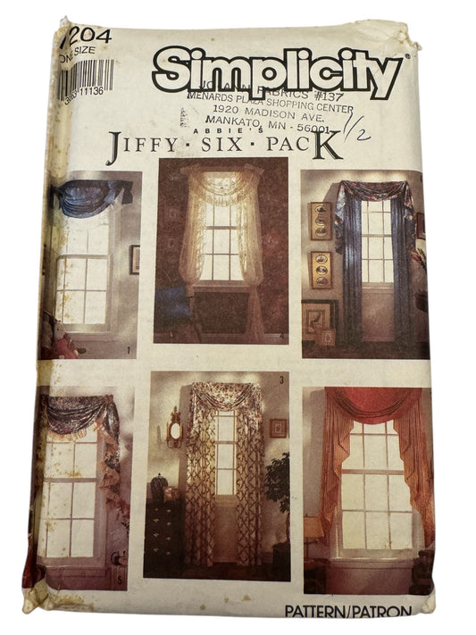 Simplicity Sewing Pattern 7204 Jiffy Six Pack Curtain Home Decor Curtains Uncut