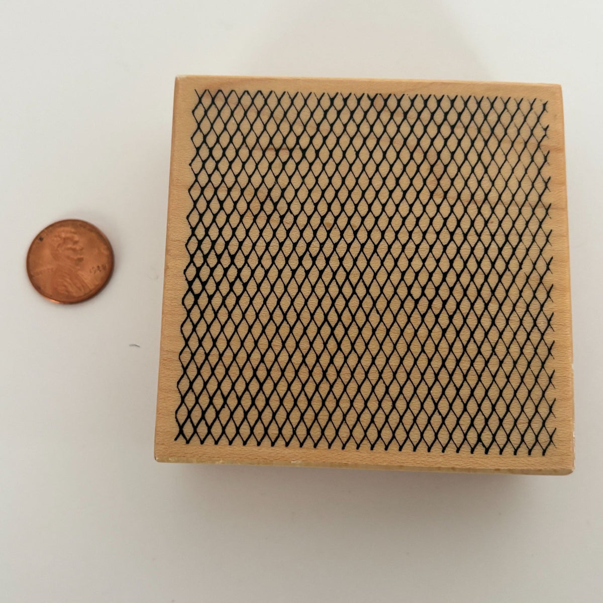 PSX Rubber Stamp Fishnet Pattern Background Mesh Net Texture Wood Mounted Square