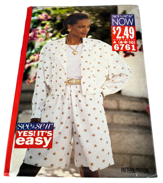 Butterick Sewing Pattern 6761 Misses Jacket Split Skirt Coastal Chic Easy 6-10 Uncut