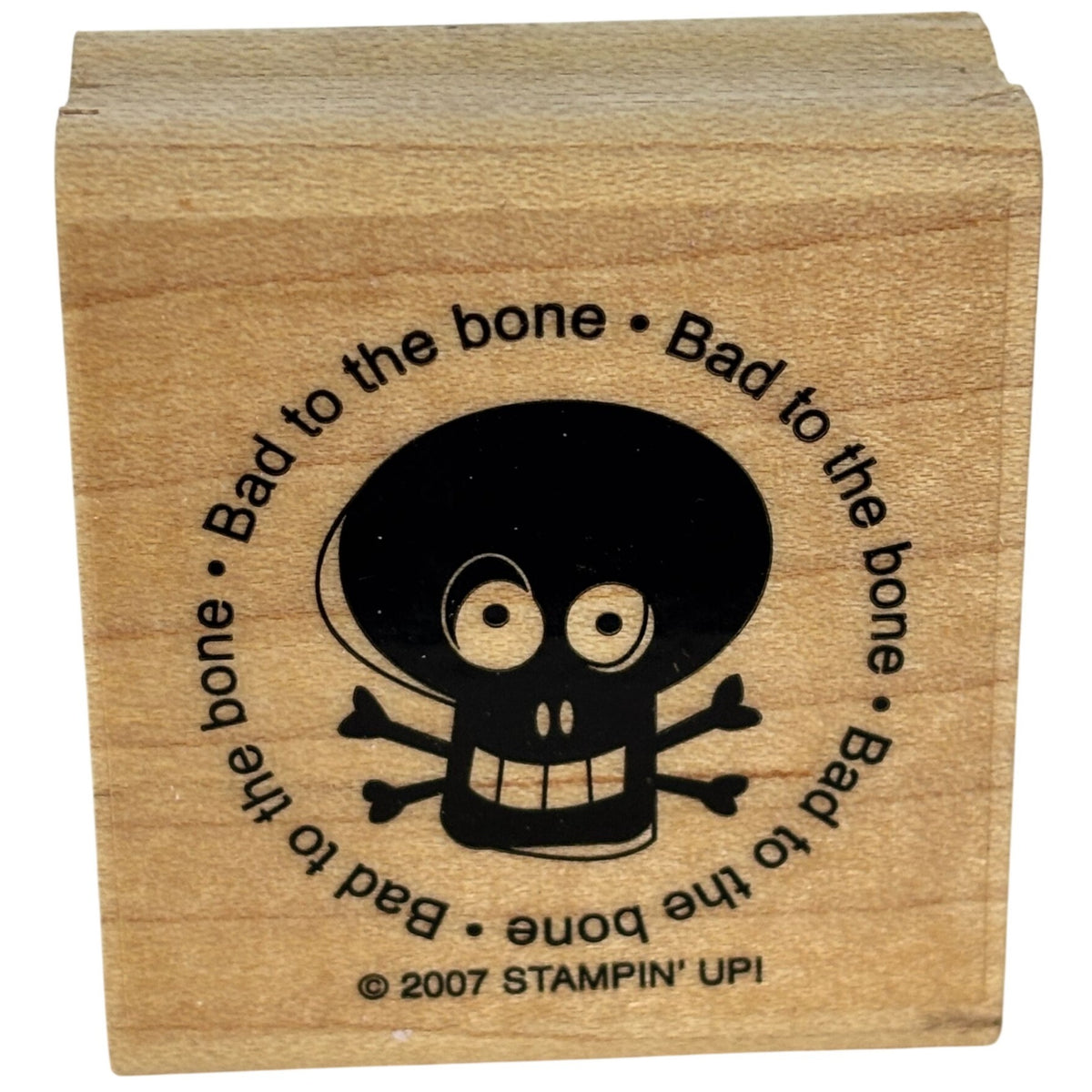 Stampin Up Rubber Stamp Bad To The Bone Skull Halloween Treat Bag Card Making