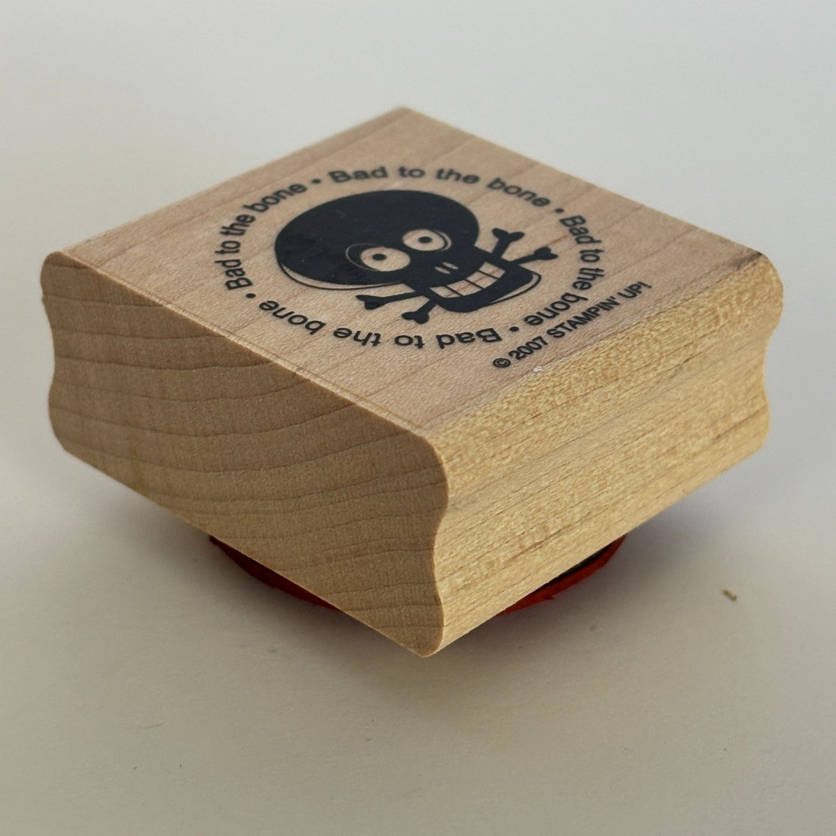 Stampin Up Rubber Stamp Bad To The Bone Skull Halloween Treat Bag Card Making