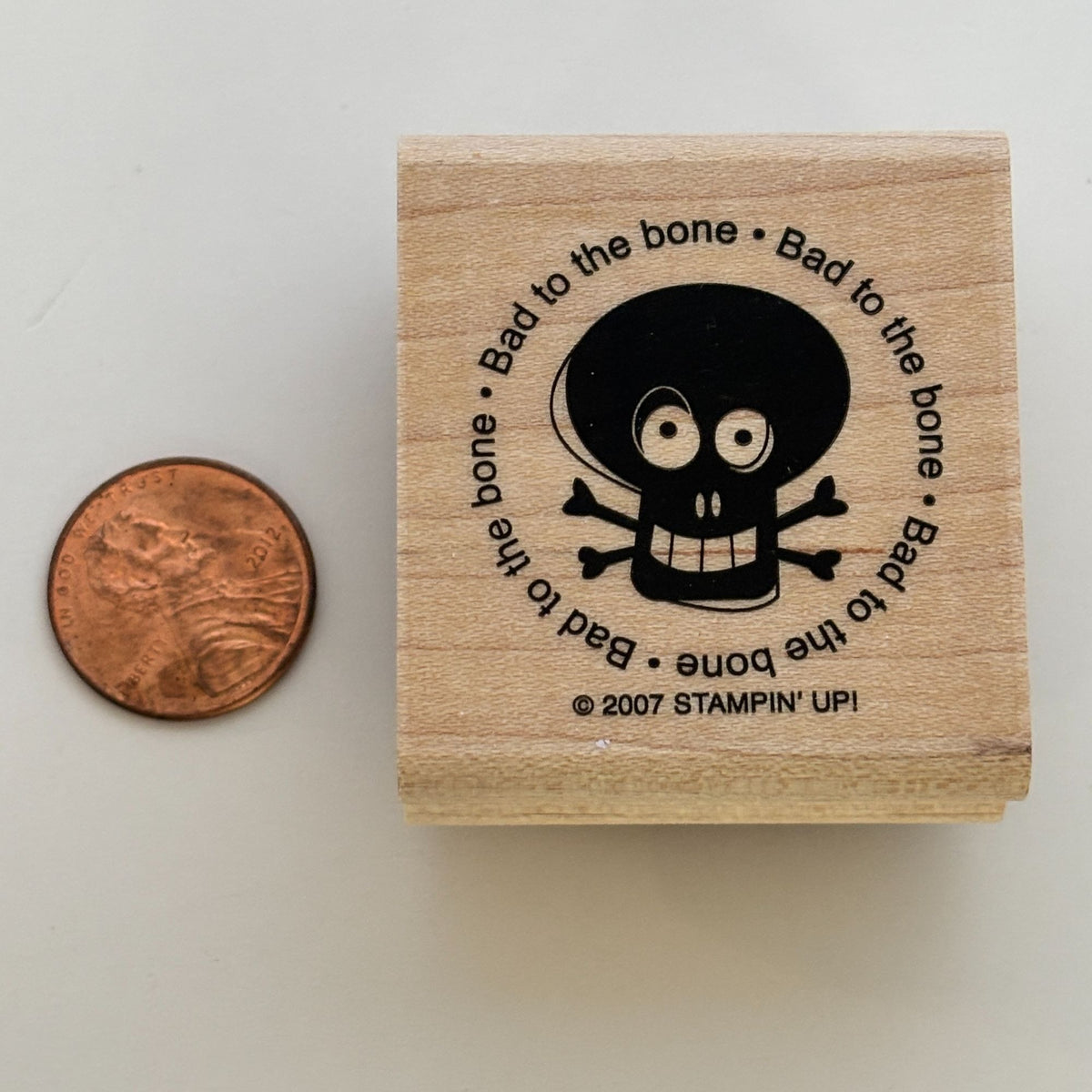 Stampin Up Rubber Stamp Bad To The Bone Skull Halloween Treat Bag Card Making