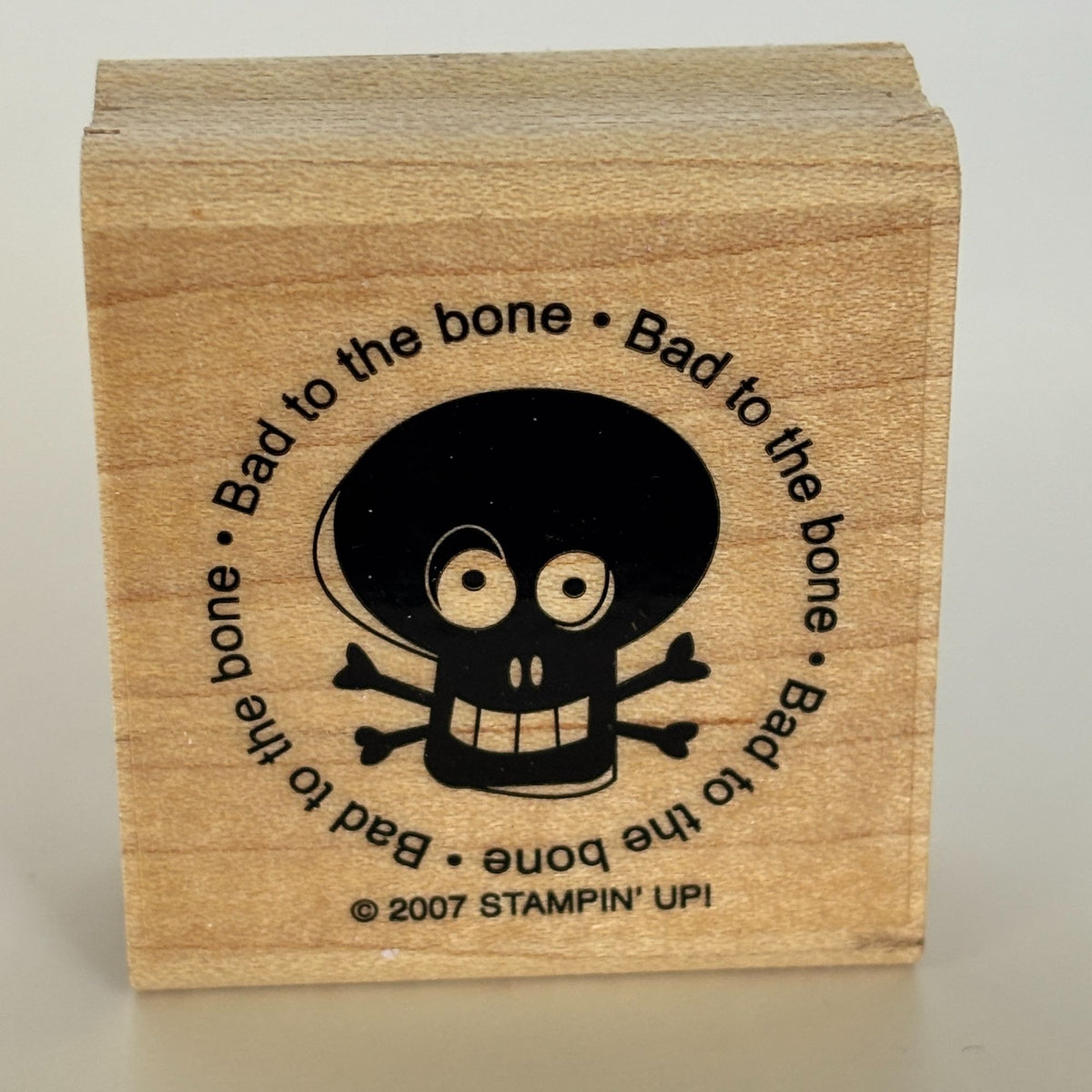 Stampin Up Rubber Stamp Bad To The Bone Skull Halloween Treat Bag Card Making