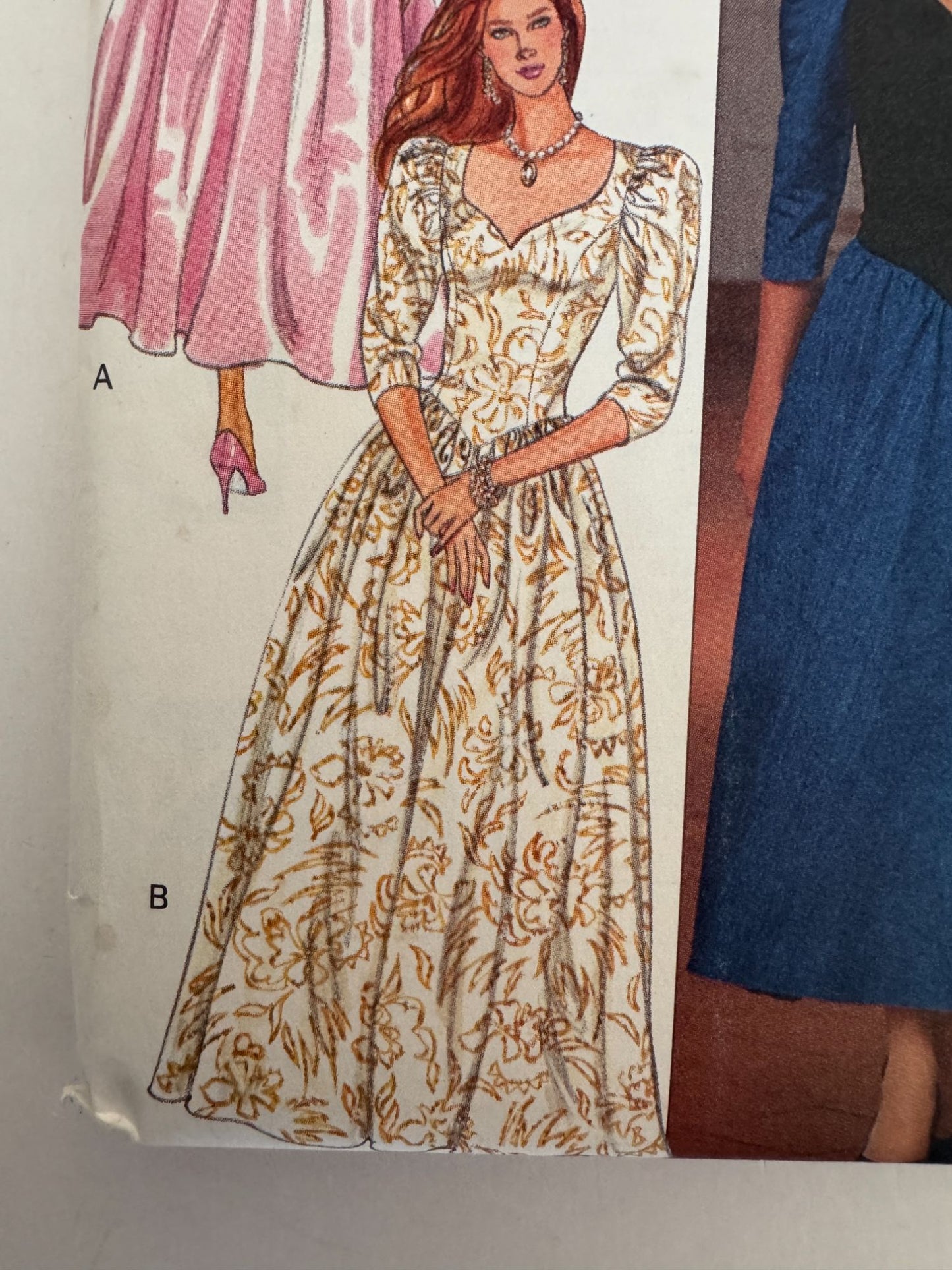 Butterick Sewing Pattern 4517 Formal Dress Tea or Floor Length 1980s 6 8 10 UC