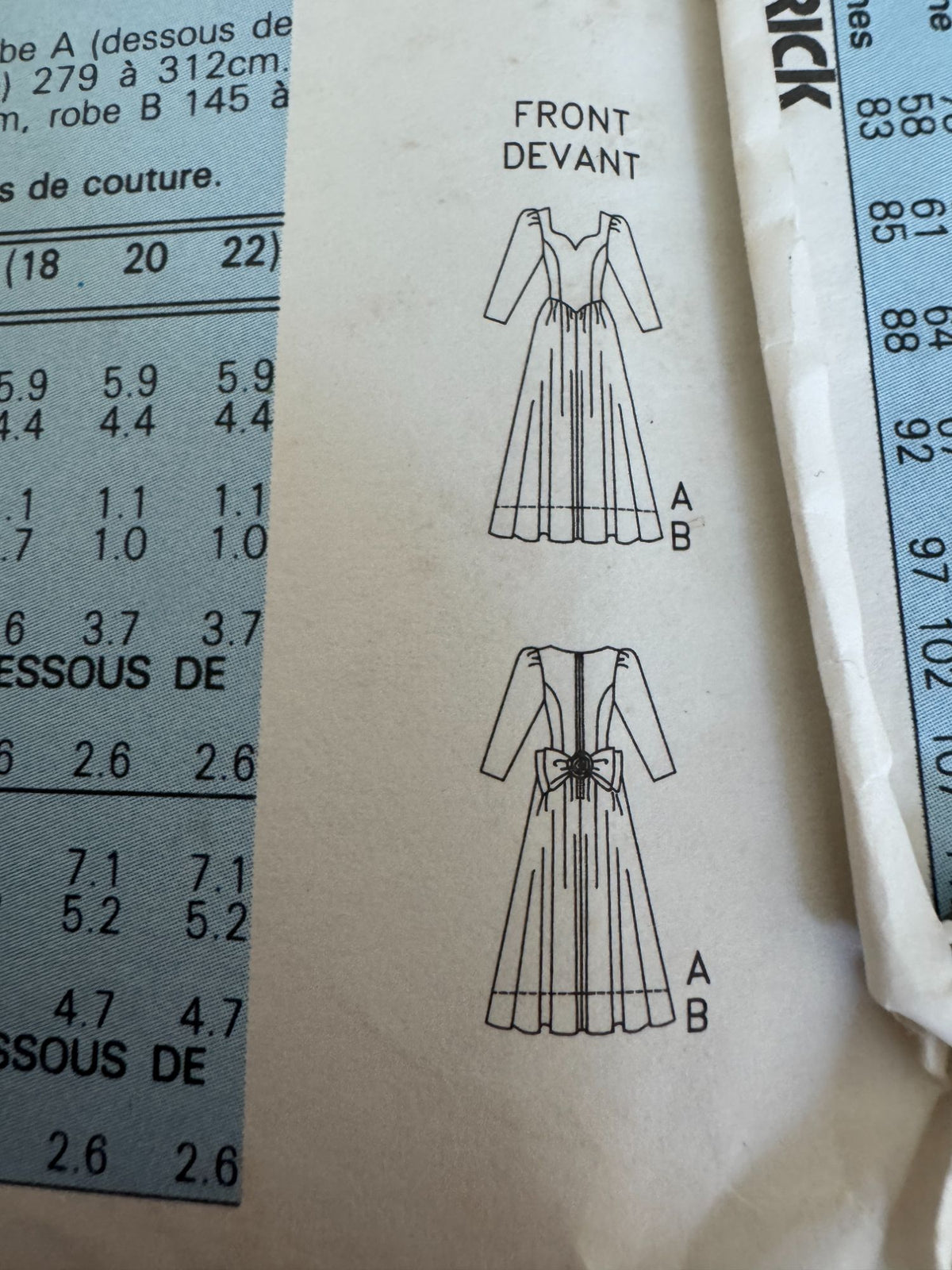 Butterick Sewing Pattern 4517 Formal Dress Tea or Floor Length 1980s 6 8 10 UC