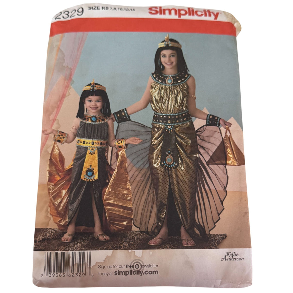 Simplicity Sewing Pattern 2329 Egyptian Cleopatra Costume Dress Girls 7-14 Uncut Halloween Ancient Egypt