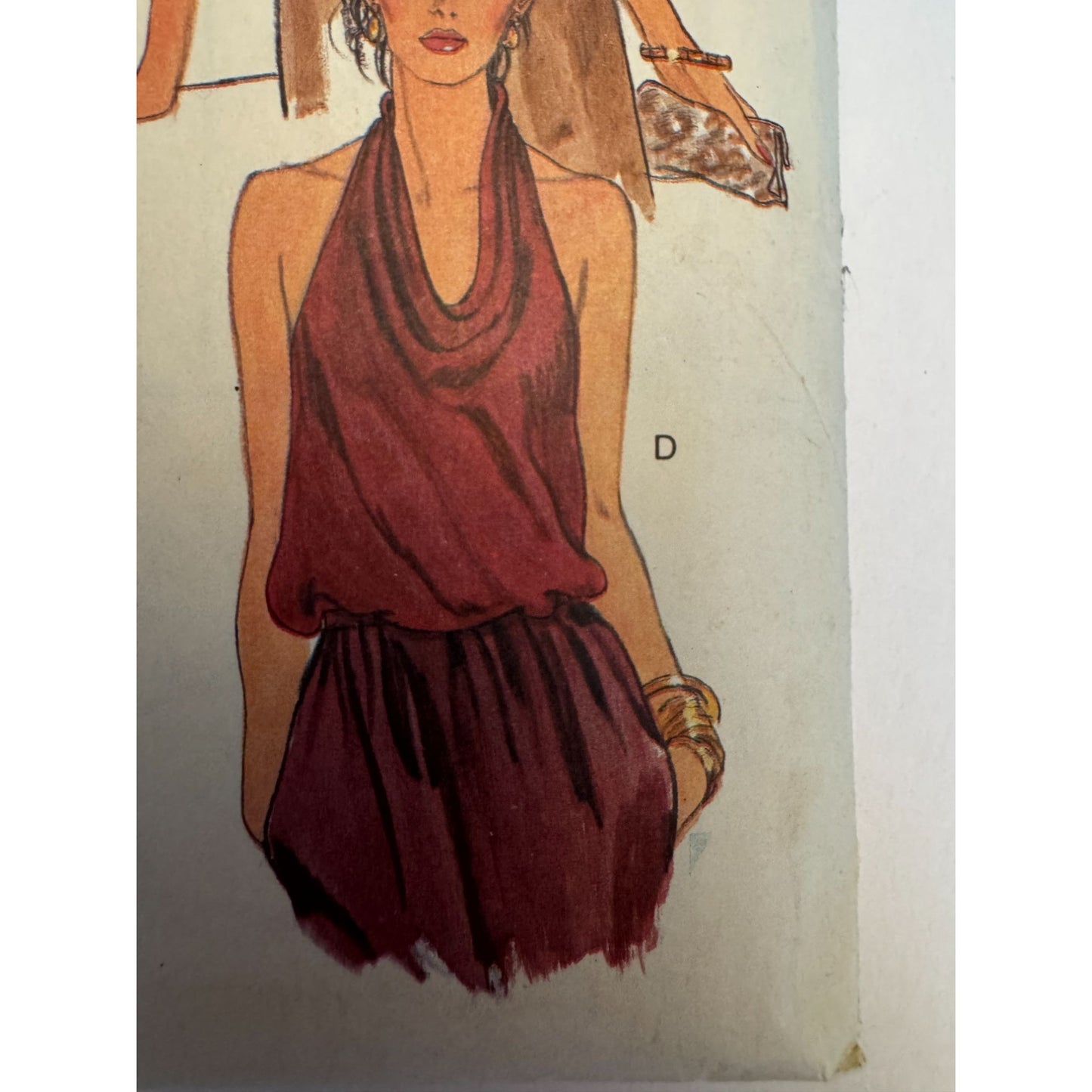 Vogue Sewing Pattern 7245 Halter Top Disco Blouse Blouson 1970s Vintage Uncut 10