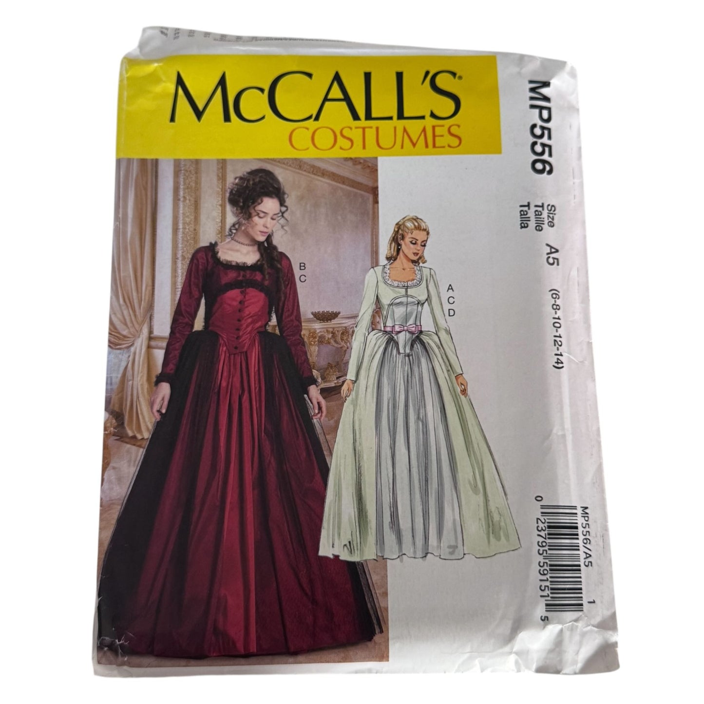McCalls Sewing Pattern MP556 Costume Dress Renaissance Medieval Gown Fantasy Misses 6-14 Uncut