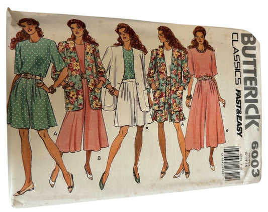 Butterick Sewing Pattern 6003 Capsule Wardrobe Top Skirt 1990s Fast Easy 6-10 UC