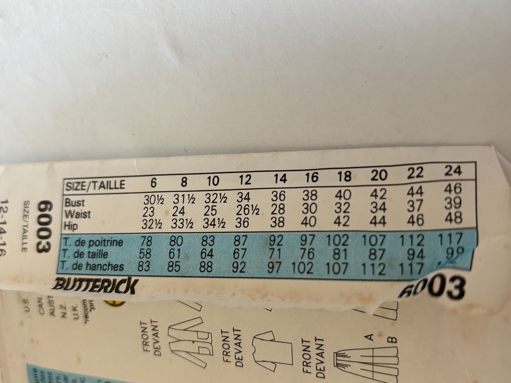 Butterick Sewing Pattern 6003 Capsule Wardrobe Top Skirt 1990s Fast Easy 6-10 UC